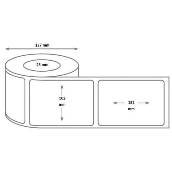 Zebra Z-Perform 1000T - 102 x 152 mm - Etiquettes pour imprimantes Zebra - 800294-605 - dimensions