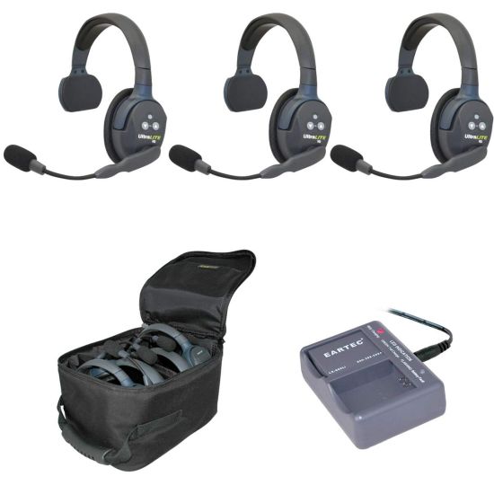 Pack 3 Eartec UltraLITE HD Mono - UL3S - pack intercoms sans fil full duplex - avec chargeur et saccoche