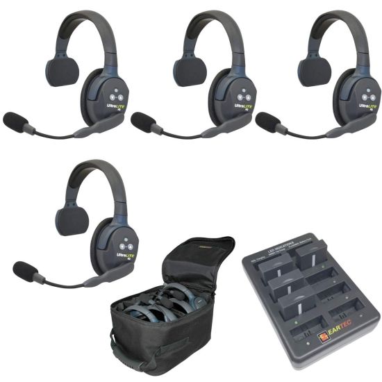 Pack 4 Eartec UltraLITE HD Mono - UL4S - pack intercoms sans fil full duplex