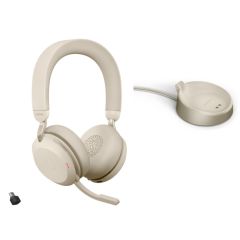 Casque Jabra Evolve2 75 beige USB-C avec base de chargement