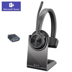 Micro casque Poly Voyager 4310 certifié Teams livré avec Dongle USB-C et base de chargement