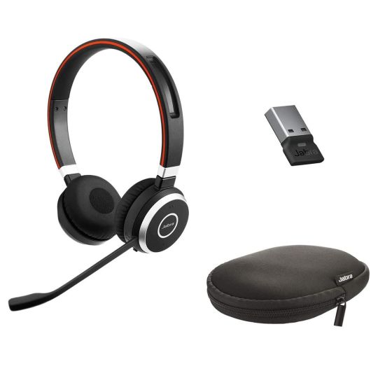 Jabra Evolve 65 MS Stereo, certifié Microsoft teams, livré avec dongle USB A et étui de rangement