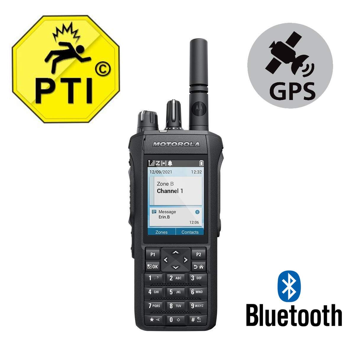 Motorola R7 Premium VHF con pantalla y teclado - Protección Trabajador Aislado Bluetooth GPS image