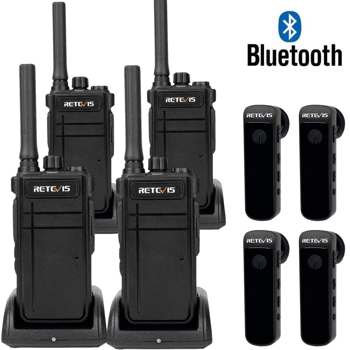 Kit de 4 Retevis RB637 2.0 + 4 Auriculares Bluetooth Gratuitos image