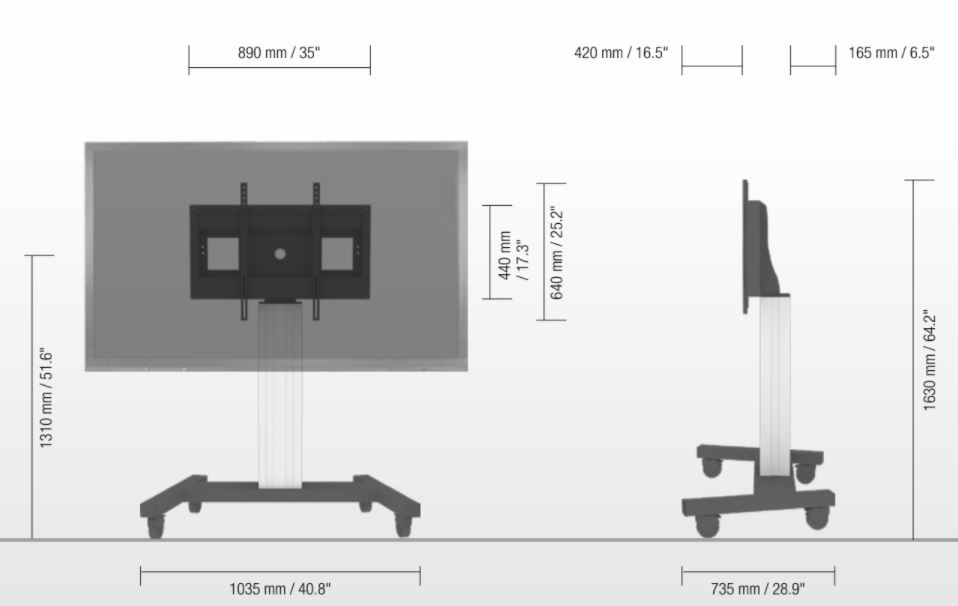 dimensions support écran géant