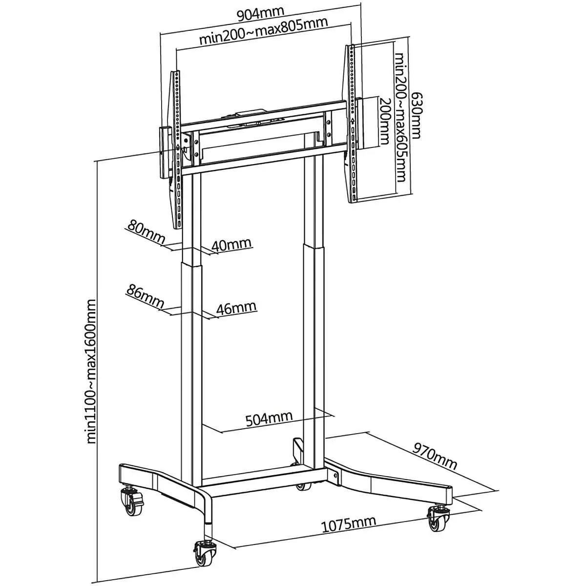 diagrama dimensional - soporte pantalla 55-110