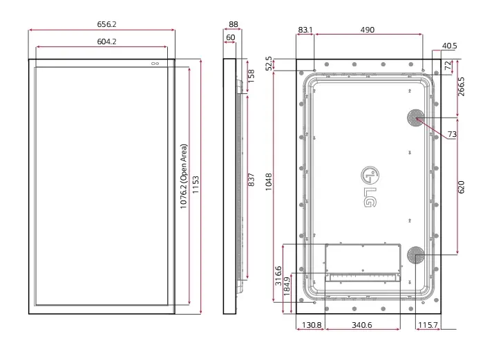 dimensiones LG55XE4F