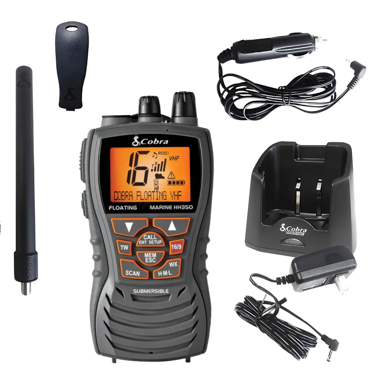 Kit completo H350 Cobra VHF, accesorios suministrados