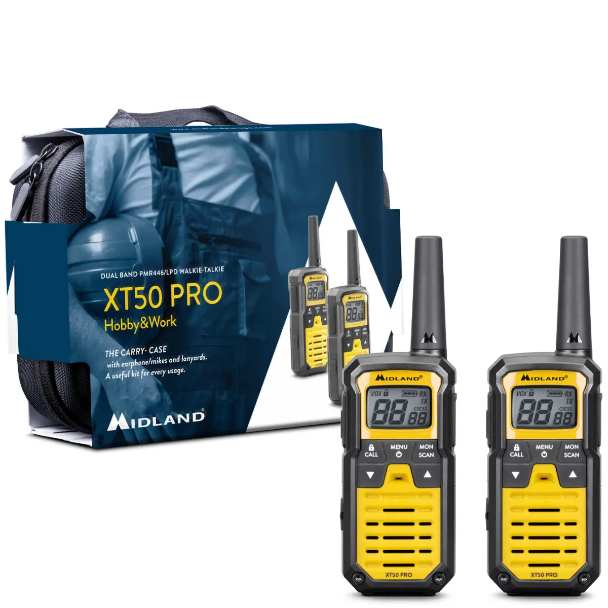 Midland XT50 Pro Hobby & Work - Walkie walkie talkie sin licencia - C1464.01 - kit con estuche