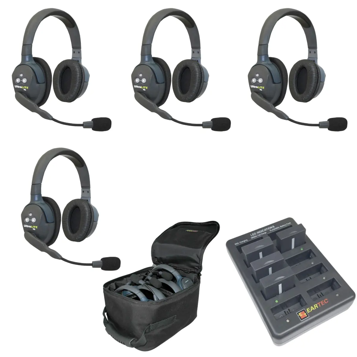 Kit de 4 Eartec UltraLITE HD Stereo - Intercomunicador inalámbrico full duplex - UL4D