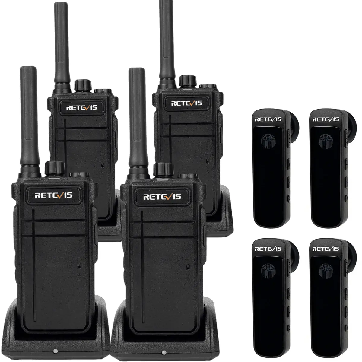 Kit de 4 Retevis RB637 2.0 + Auriculares bluetooth Gratis - Walkie talkie Bluetooth con auricular